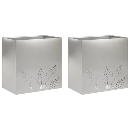 Plantenbak 2 st zilver 50 x 30 x 49 cm Roestvrij staal