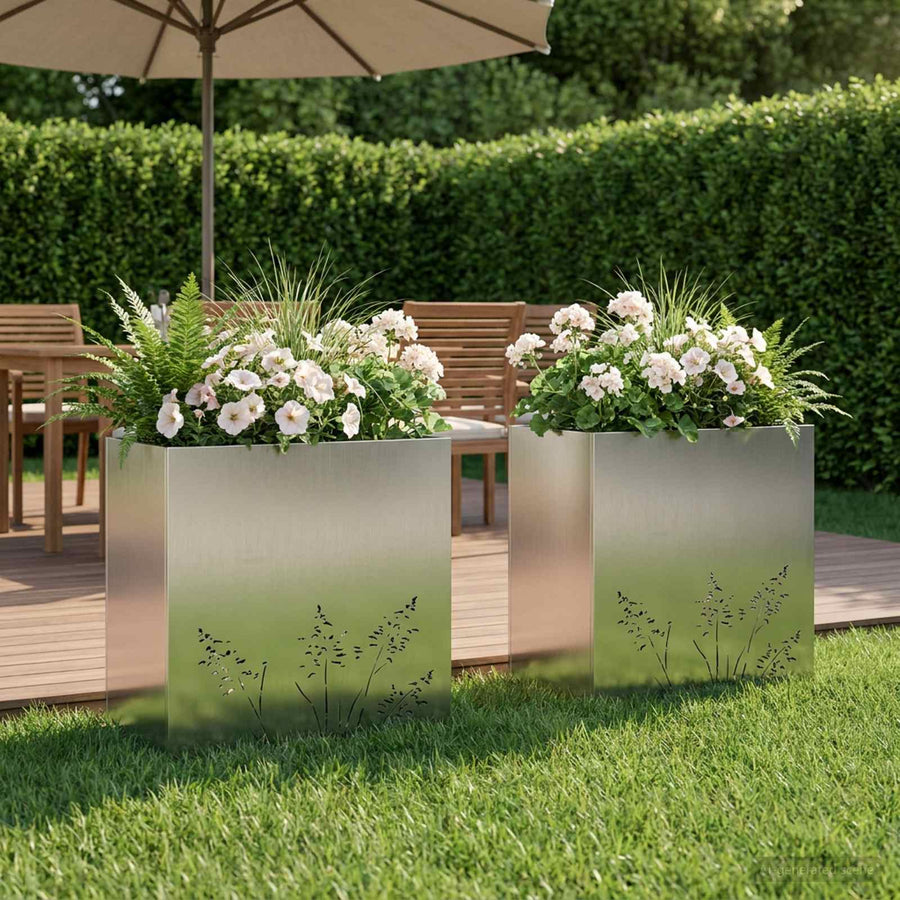 Plantenbak 2 st zilver 50 x 30 x 49 cm Gegalvaniseerd staal