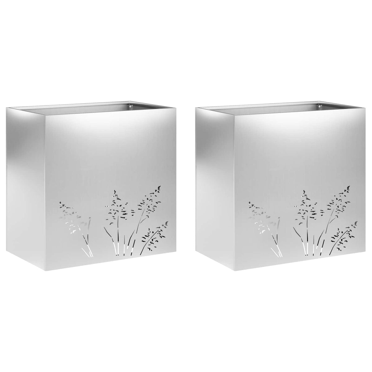 Plantenbak 2 st zilver 50 x 30 x 49 cm Gegalvaniseerd staal