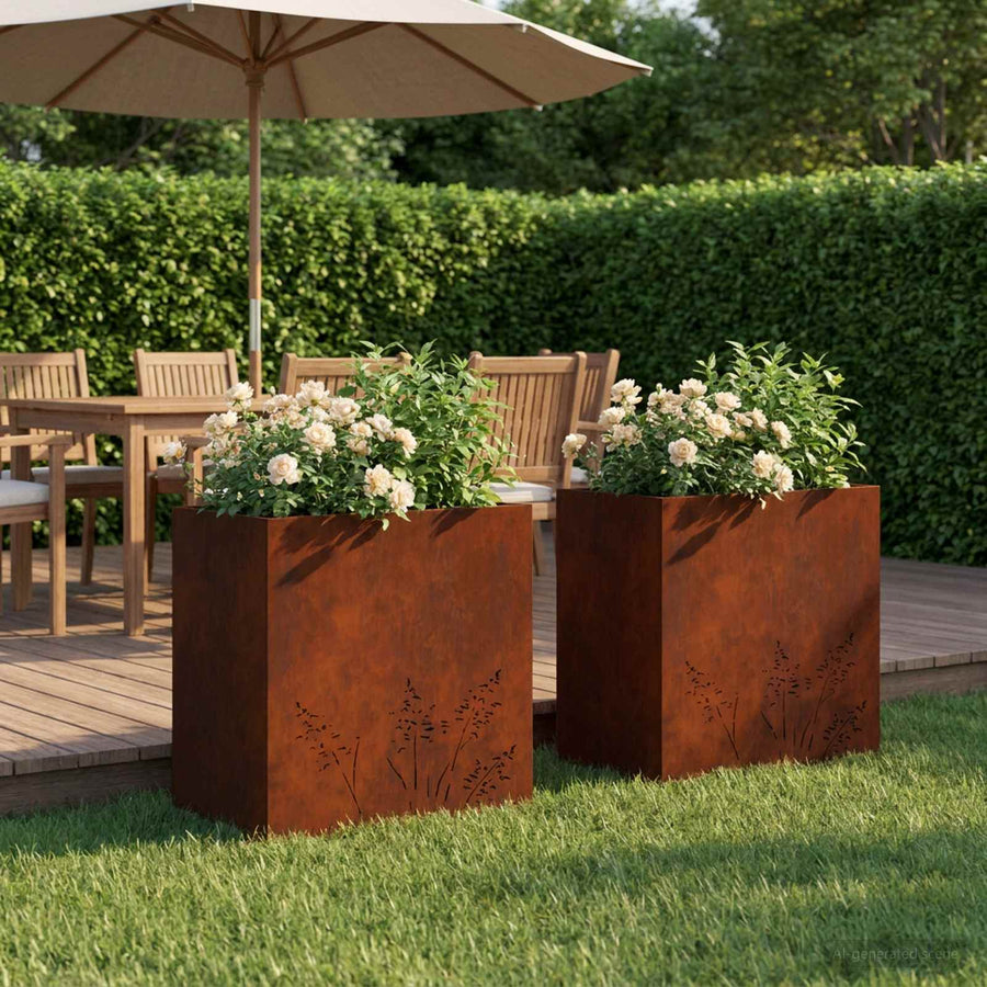 Plantenbak 2 st Roestkleurig 50 x 30 x 49 cm weervast staal