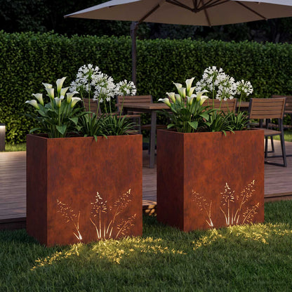Plantenbak 2 st Roestkleurig 50 x 30 x 49 cm weervast staal