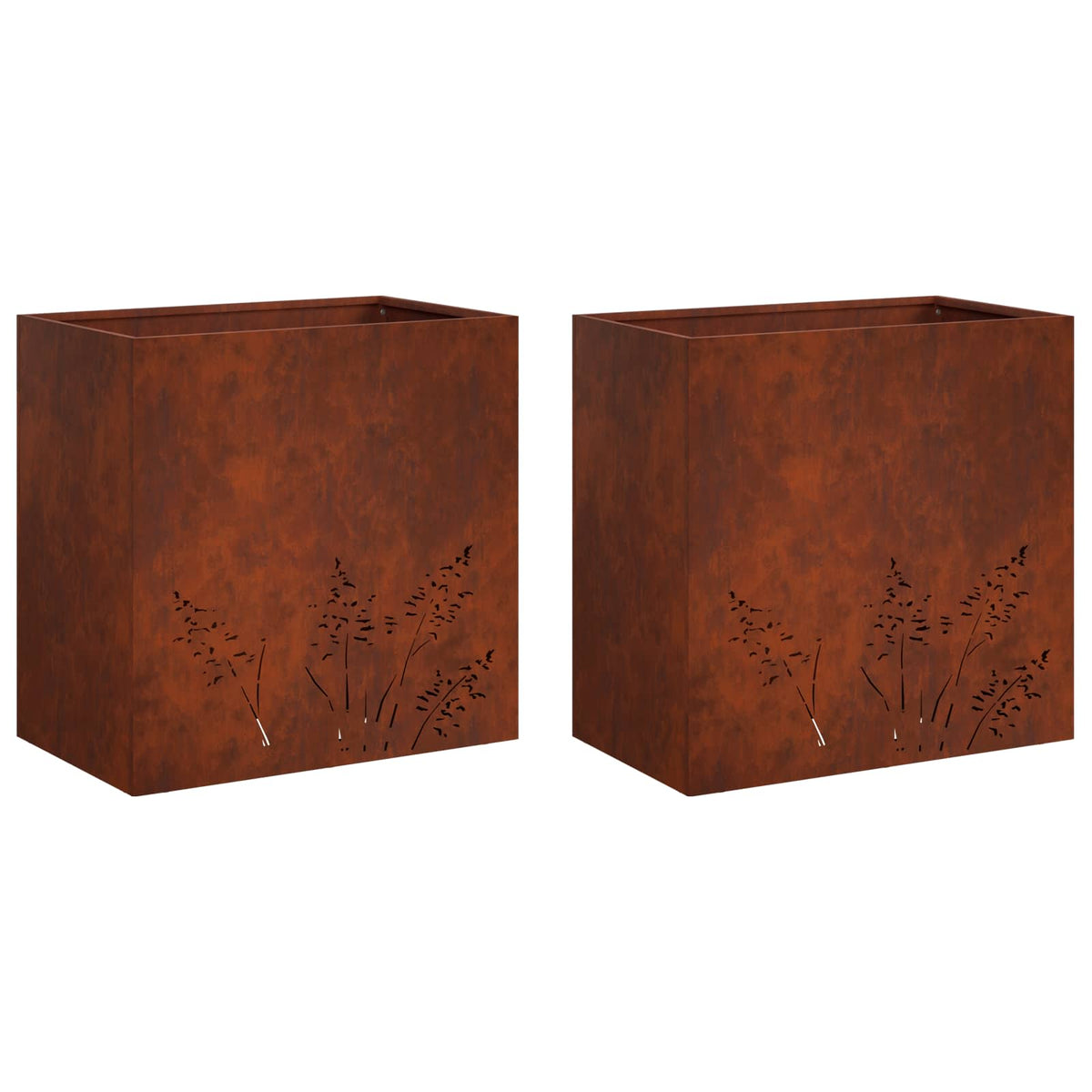 Plantenbak 2 st Roestkleurig 50 x 30 x 49 cm weervast staal