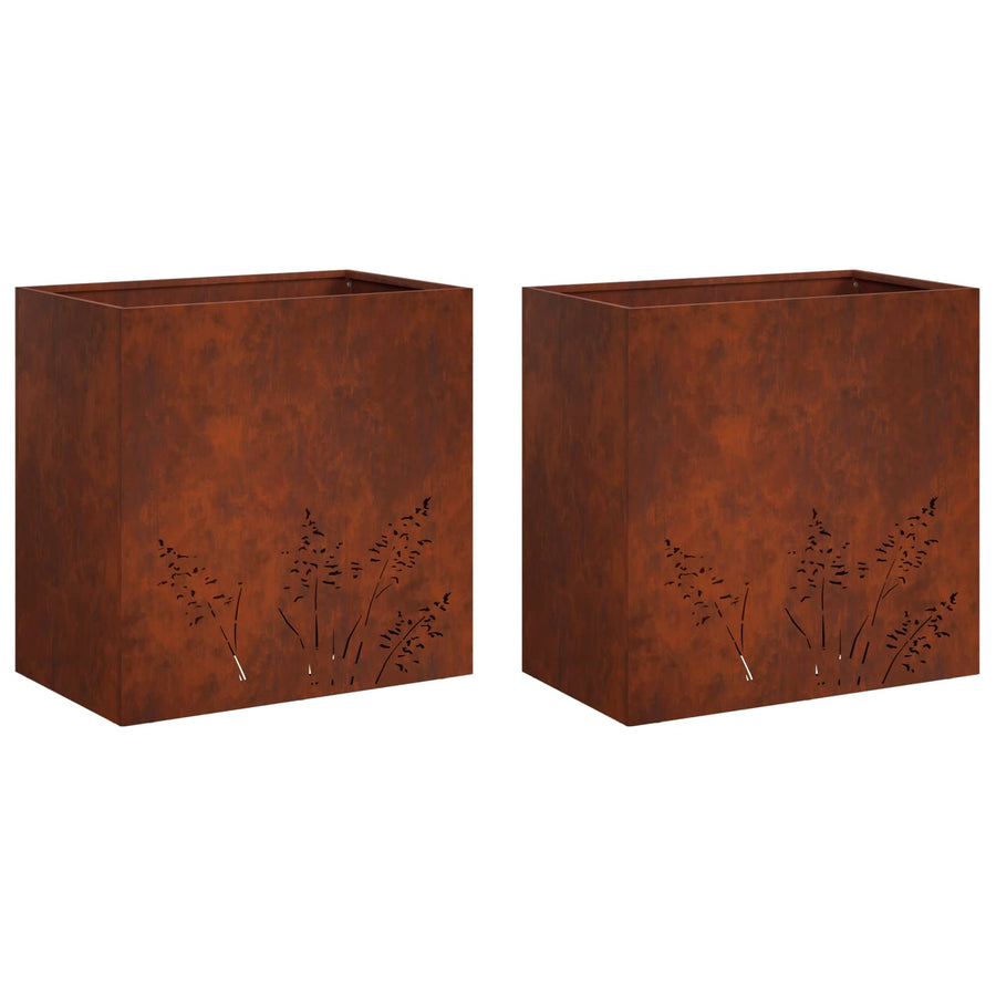 Plantenbak 2 st Roestkleurig 50 x 30 x 49 cm weervast staal