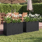 Plantenbak set 2 stuks staal zwart 80x20x49 cm