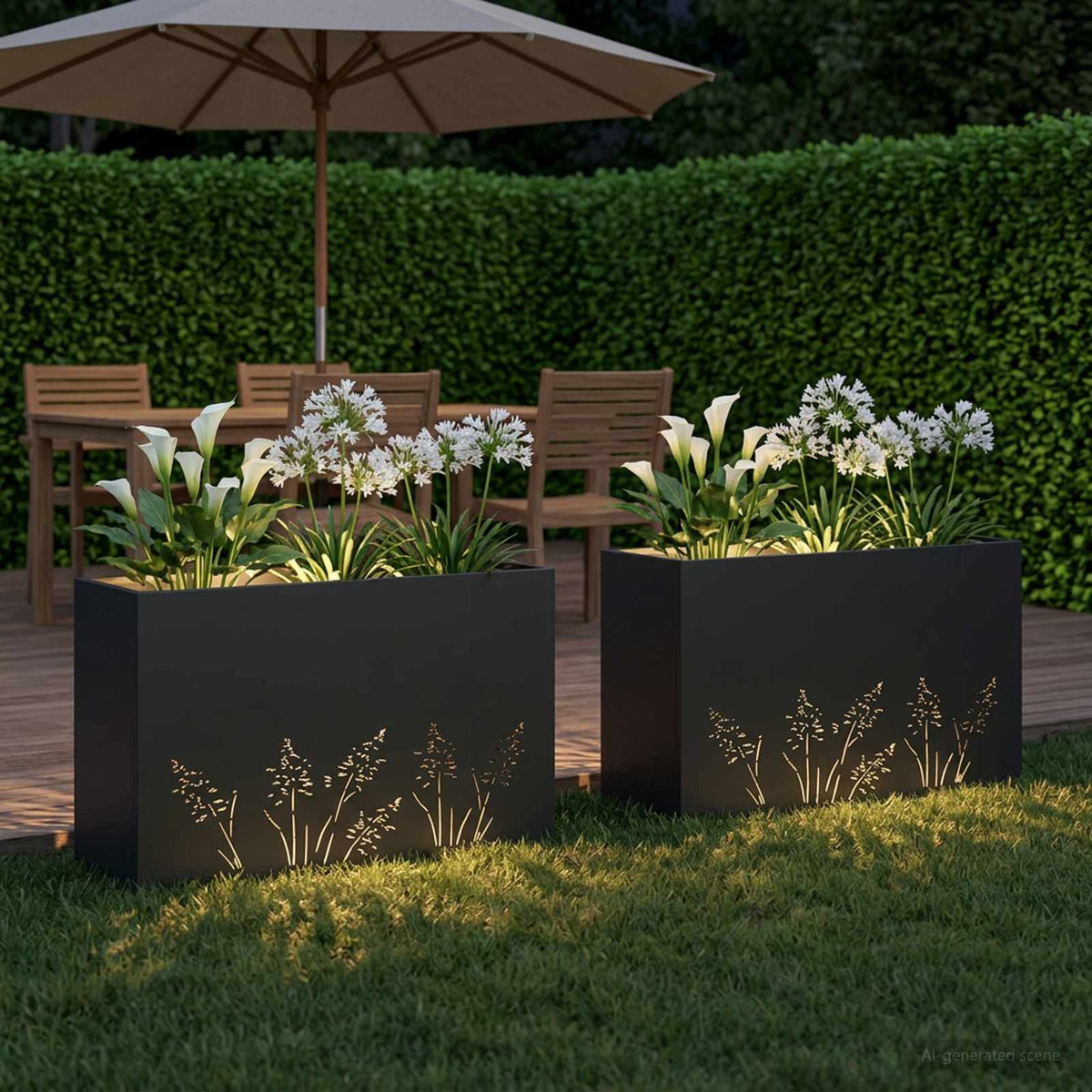 Plantenbak 2 st Zwart 80 x 20 x 49 cm Koudgewalst staal