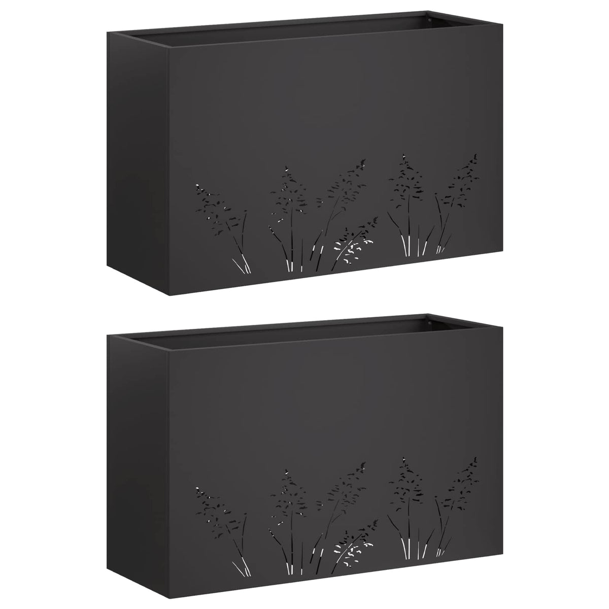 Plantenbak 2 st Zwart 80 x 20 x 49 cm Koudgewalst staal