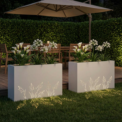 Plantenbak 2 st Wit 80 x 20 x 49 cm Koudgewalst staal