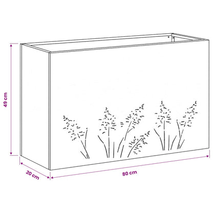 Plantenbak Antraciet 80 x 20 x 49 cm Koudgewalst staal