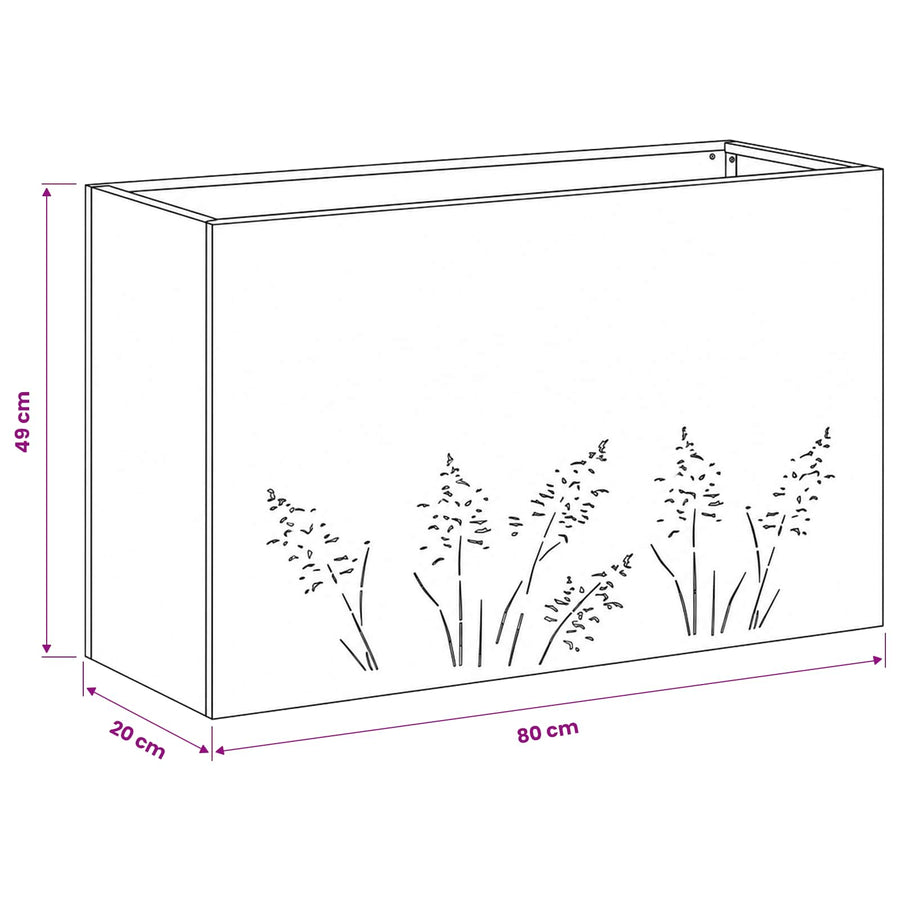 Plantenbak Antraciet 80 x 20 x 49 cm Koudgewalst staal