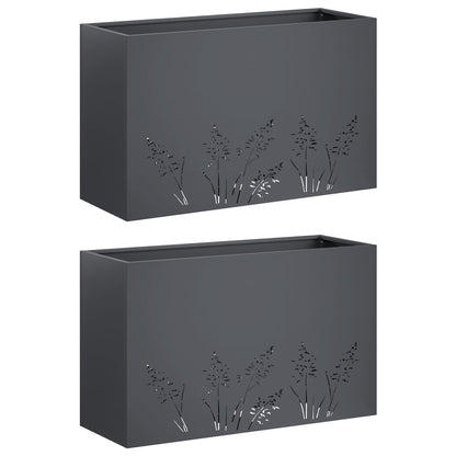 Plantenbak 2 st Antraciet 80 x 20 x 49 cm Koudgewalst staal