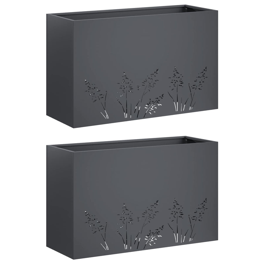 Plantenbak 2 st Antraciet 80 x 20 x 49 cm Koudgewalst staal