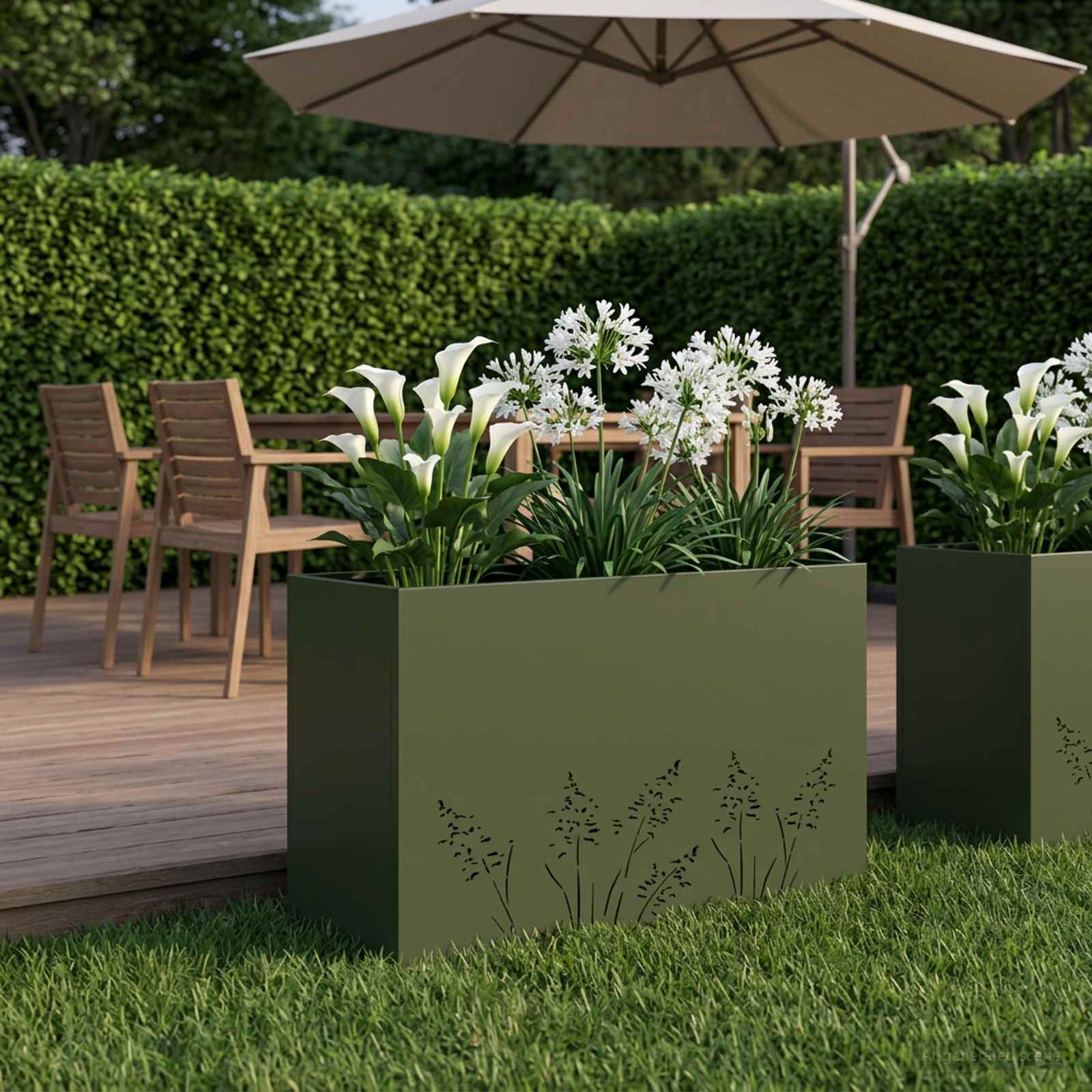 Plantenbak Olijfgroen 80 x 20 x 49 cm Koudgewalst staal