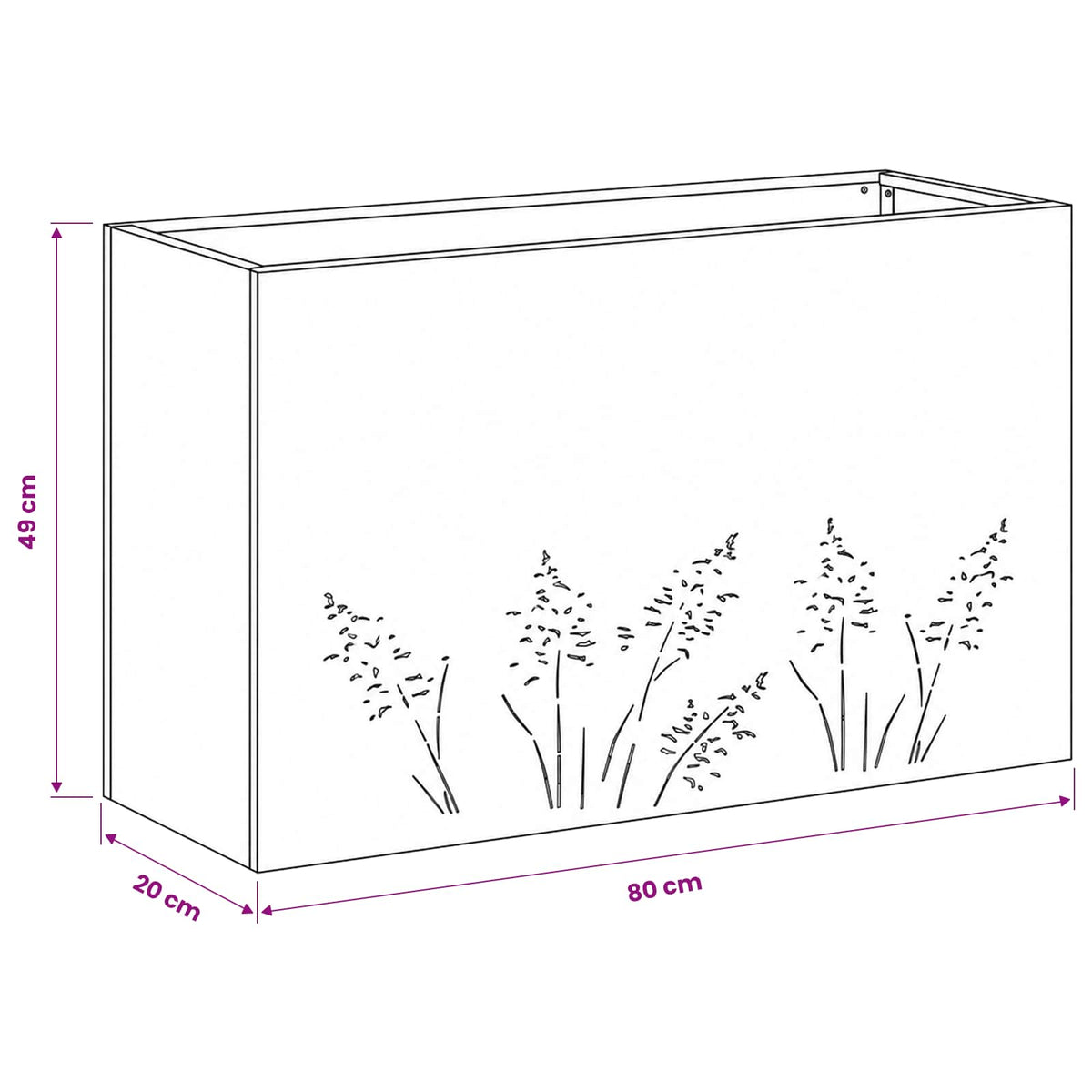 Plantenbak zilver 80 x 20 x 49 cm Roestvrij staal