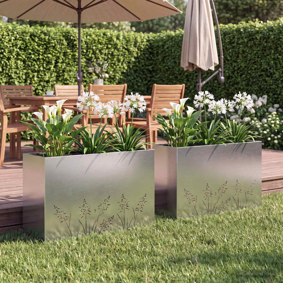 Plantenbak 2 st zilver 80 x 20 x 49 cm Roestvrij staal