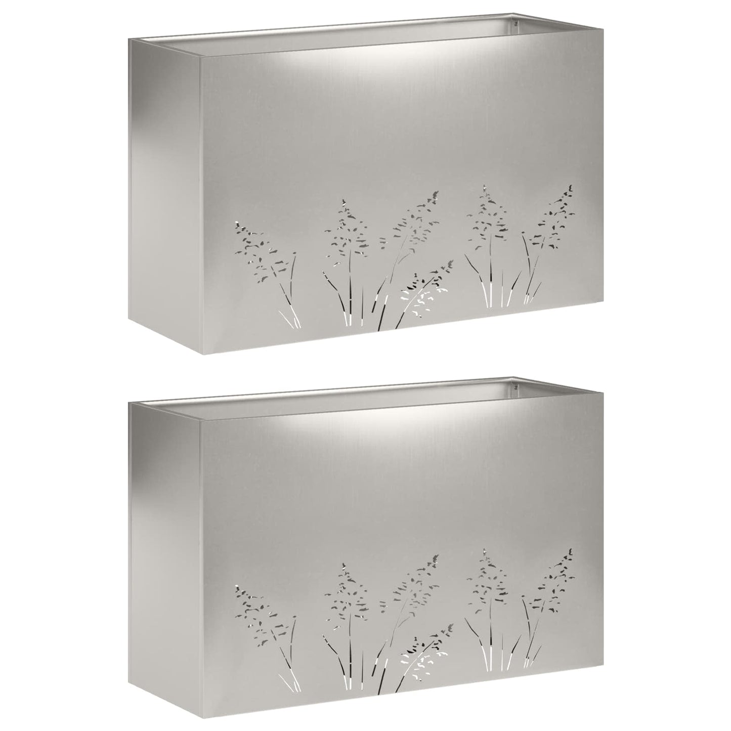 Plantenbak 2 st zilver 80 x 20 x 49 cm Roestvrij staal