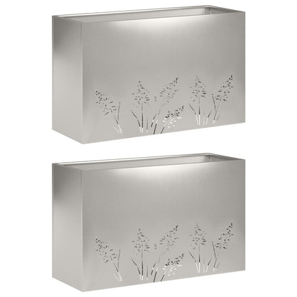 Plantenbak 2 st zilver 80 x 20 x 49 cm Roestvrij staal