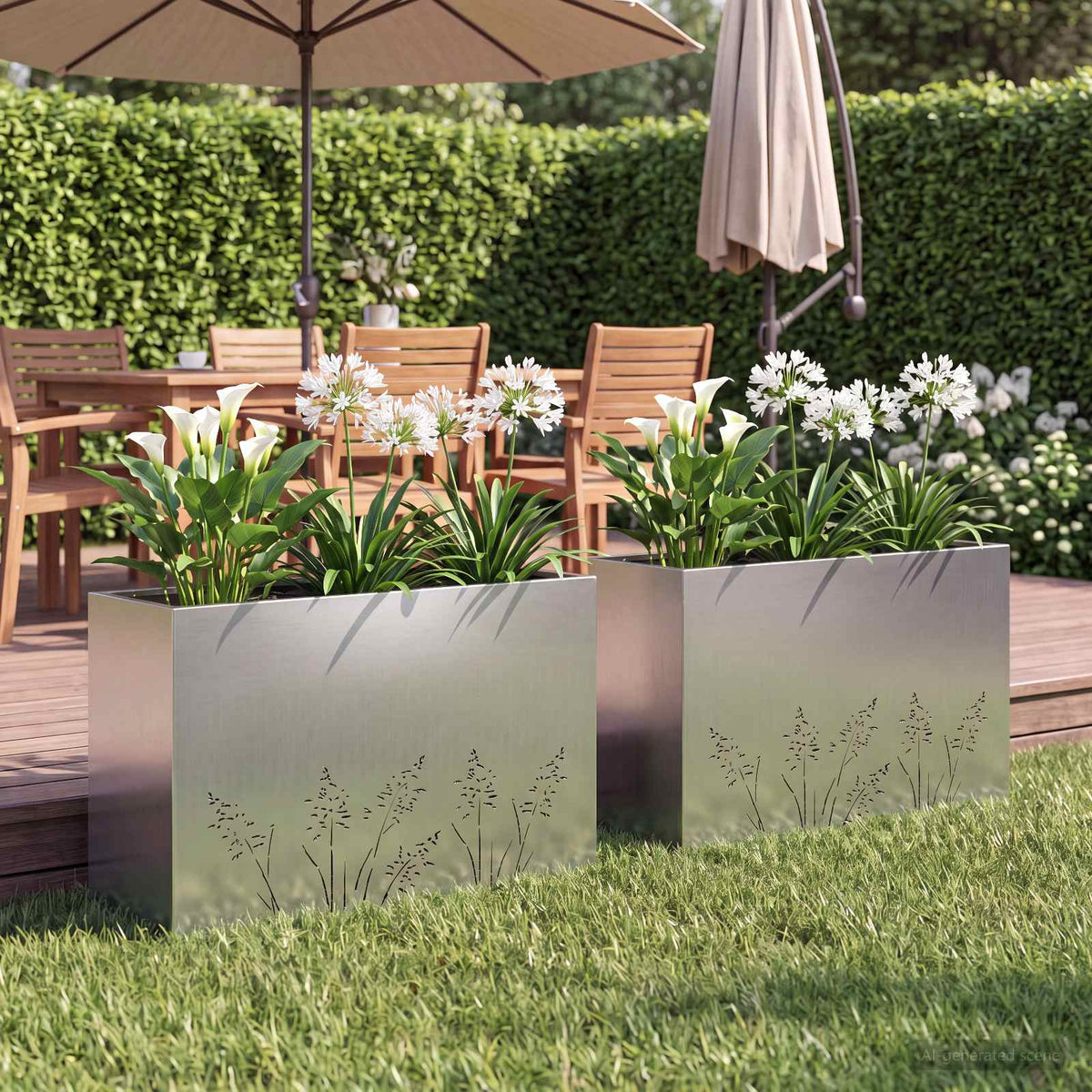 Plantenbak 2 st zilver 80 x 20 x 49 cm Gegalvaniseerd staal