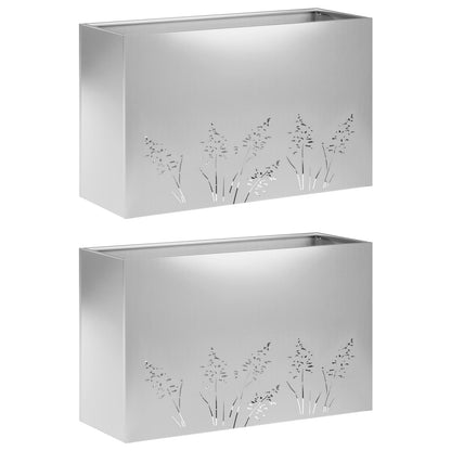 Plantenbak 2 st zilver 80 x 20 x 49 cm Gegalvaniseerd staal