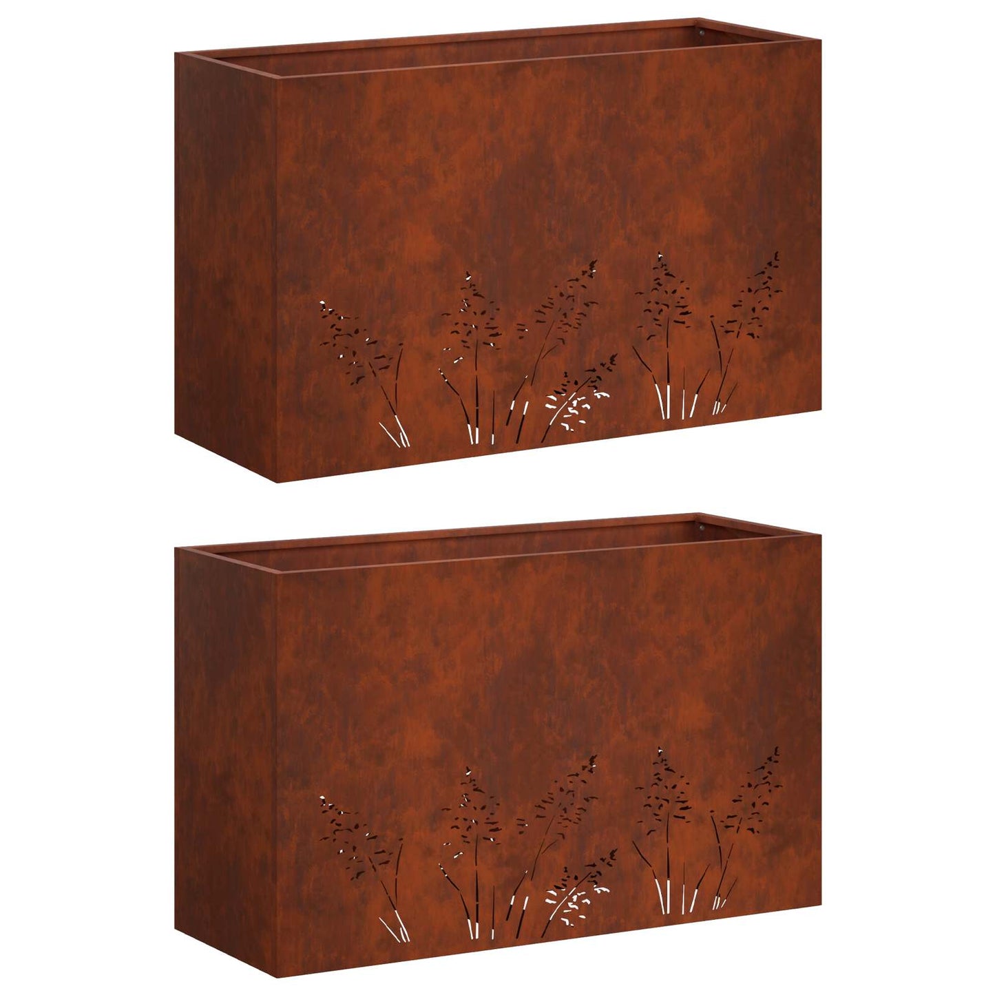 Plantenbak 2 st Roestkleurig 80 x 20 x 49 cm weervast staal