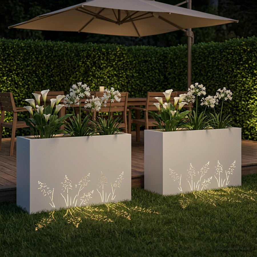 Plantenbak 2 st Wit 80 x 30 x 49 cm Koudgewalst staal