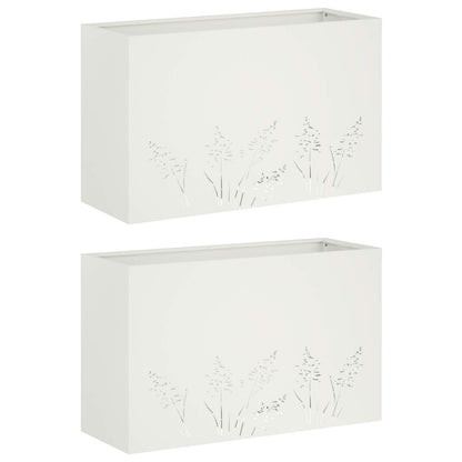 Plantenbak 2 st Wit 80 x 30 x 49 cm Koudgewalst staal