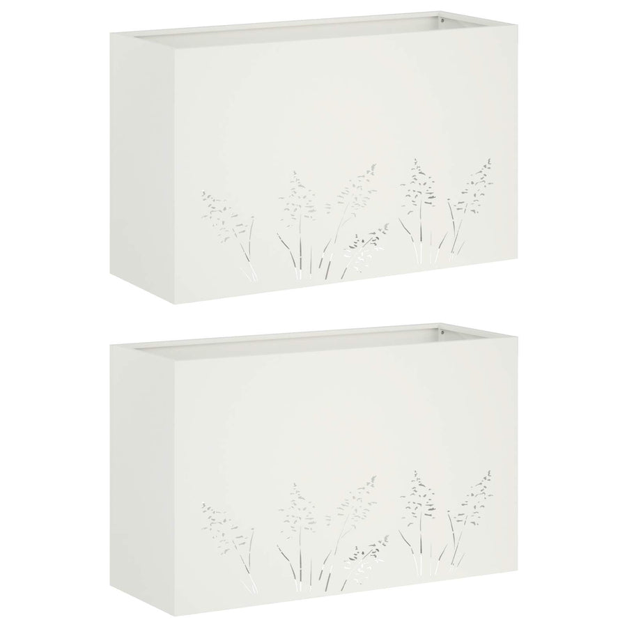 Plantenbak 2 st Wit 80 x 30 x 49 cm Koudgewalst staal