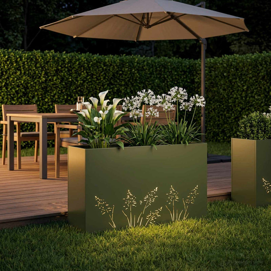 Plantenbak Olijfgroen 80 x 30 x 49 cm Koudgewalst staal