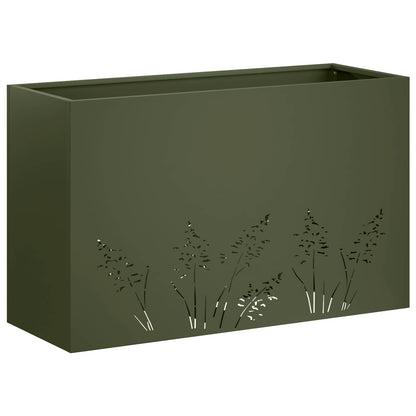 Plantenbak Olijfgroen 80 x 30 x 49 cm Koudgewalst staal