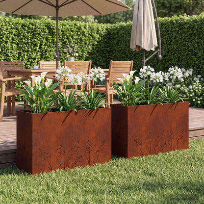 Plantenbak 2 st Roestkleurig 80 x 30 x 49 cm weervast staal