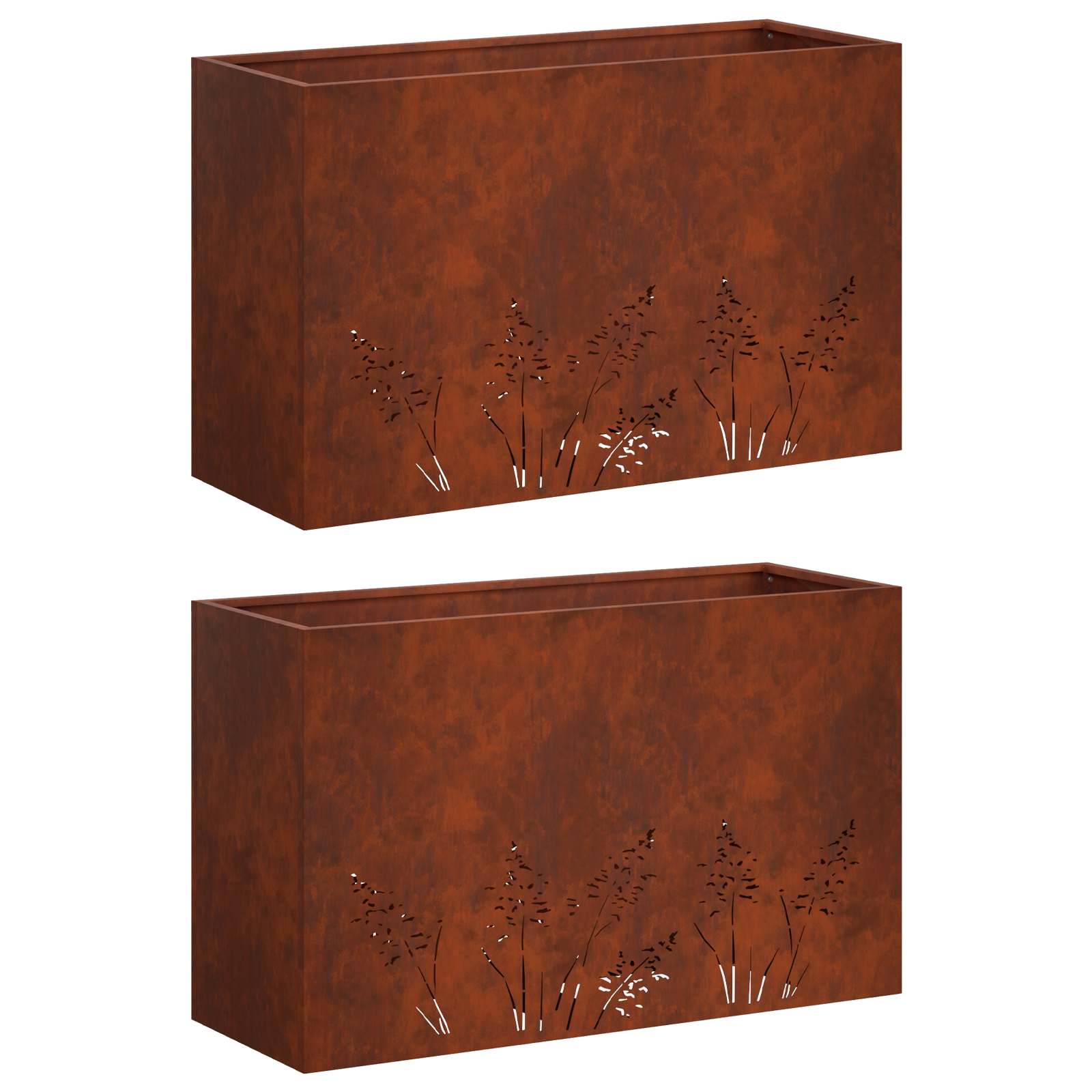Plantenbak 2 st Roestkleurig 80 x 30 x 49 cm weervast staal