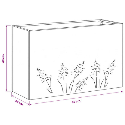 Plantenbak 2 st Roestkleurig 80 x 30 x 49 cm weervast staal