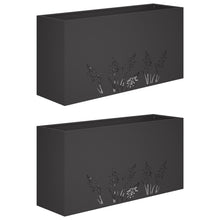Plantenbak 2 st Zwart 100 x 20 x 49 cm Koudgewalst staal