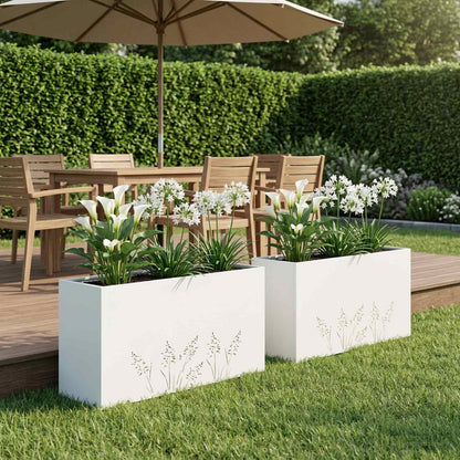 Plantenbak 2 st Wit 100 x 20 x 49 cm Koudgewalst staal