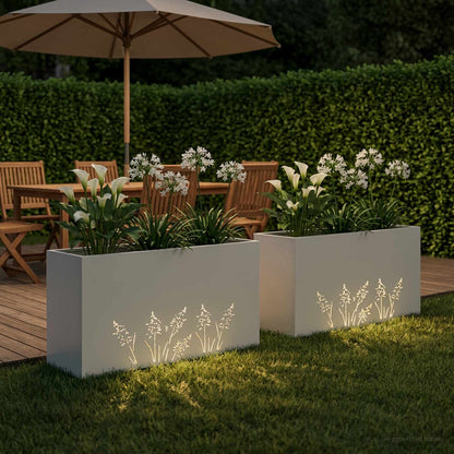 Plantenbak 2 st Wit 100 x 20 x 49 cm Koudgewalst staal