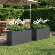 Plantenbakken 2 st 100x20x49 cm antraciet koudgewalst staal