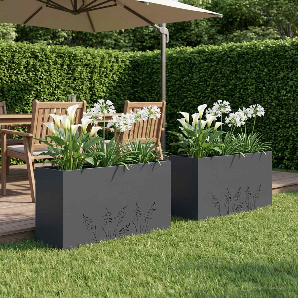 Plantenbak 2 st Antraciet 100 x 20 x 49 cm Koudgewalst staal