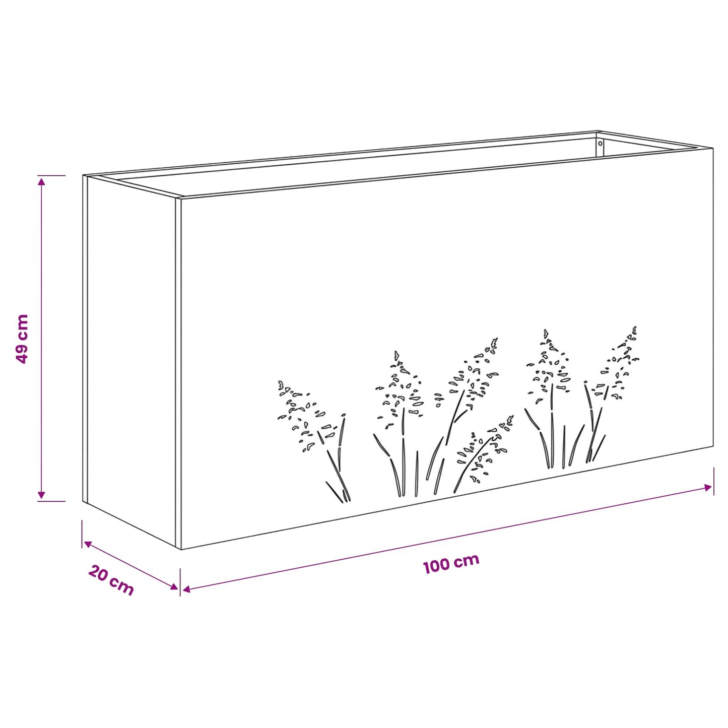 Plantenbak Olijfgroen 100 x 20 x 49 cm Koudgewalst staal