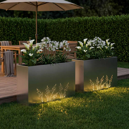 Plantenbak 2 st zilver 100 x 20 x 49 cm Gegalvaniseerd staal