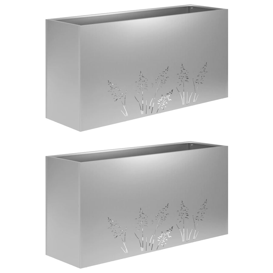 Plantenbak 2 st zilver 100 x 20 x 49 cm Gegalvaniseerd staal