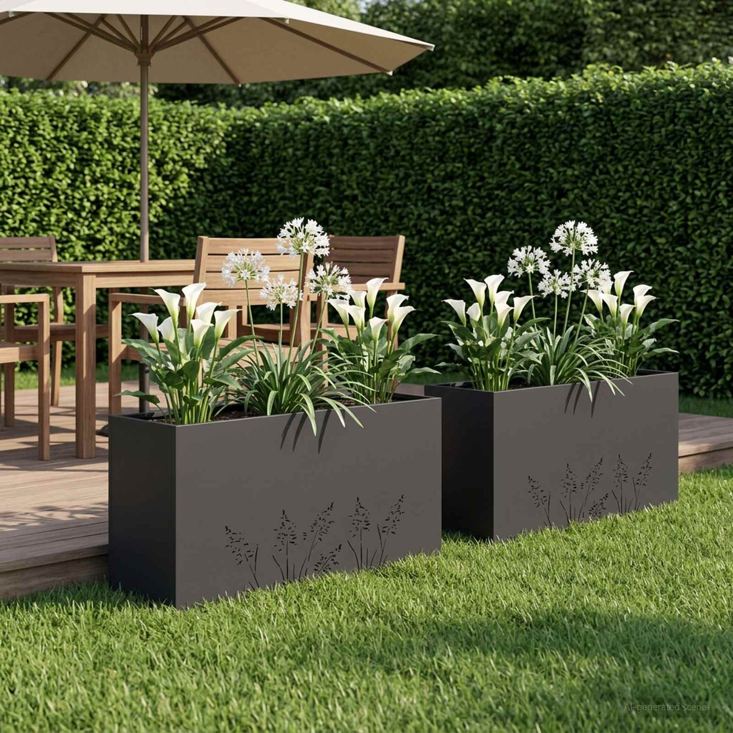Plantenbak 2 st Zwart 100 x 30 x 49 cm Koudgewalst staal