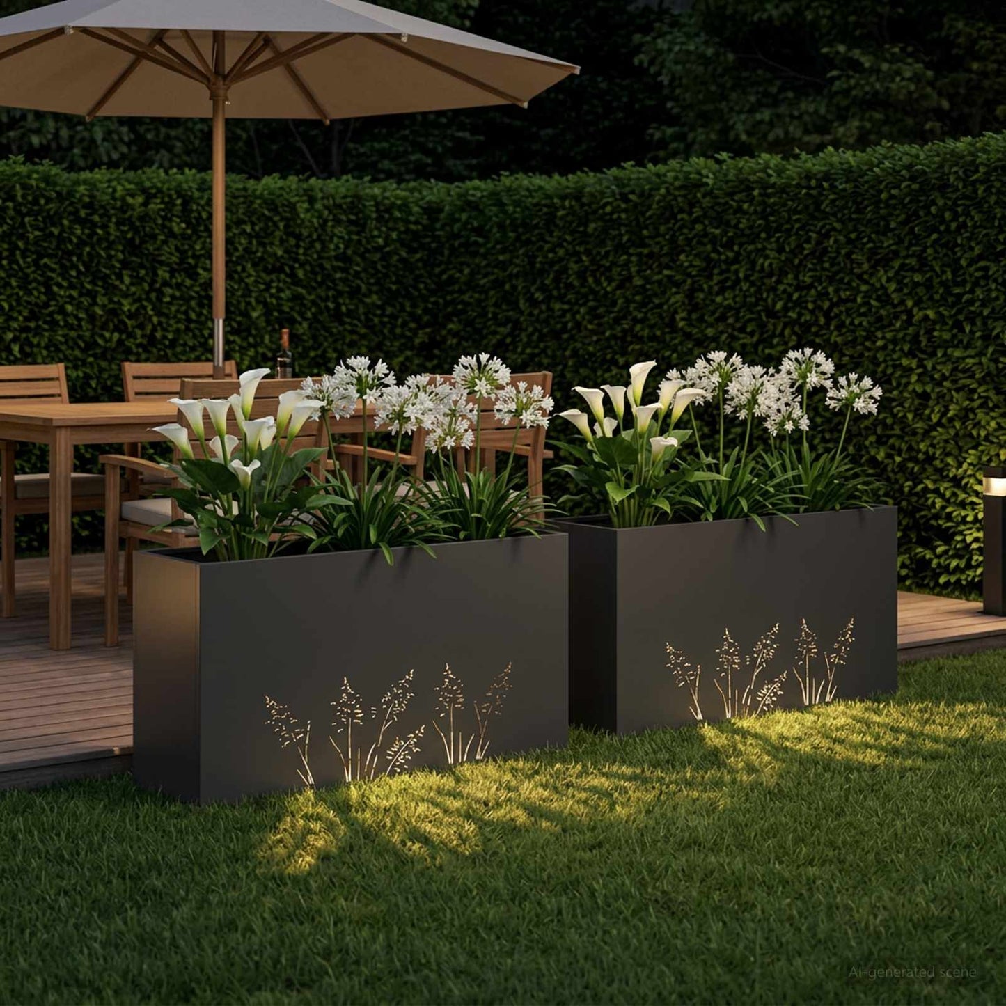 Plantenbak 2 st Zwart 100 x 30 x 49 cm Koudgewalst staal