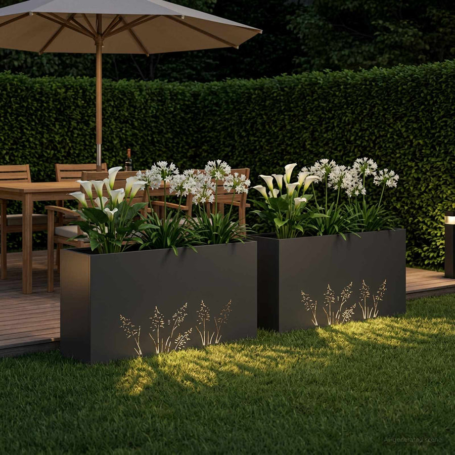 Plantenbak 2 st Zwart 100 x 30 x 49 cm Koudgewalst staal