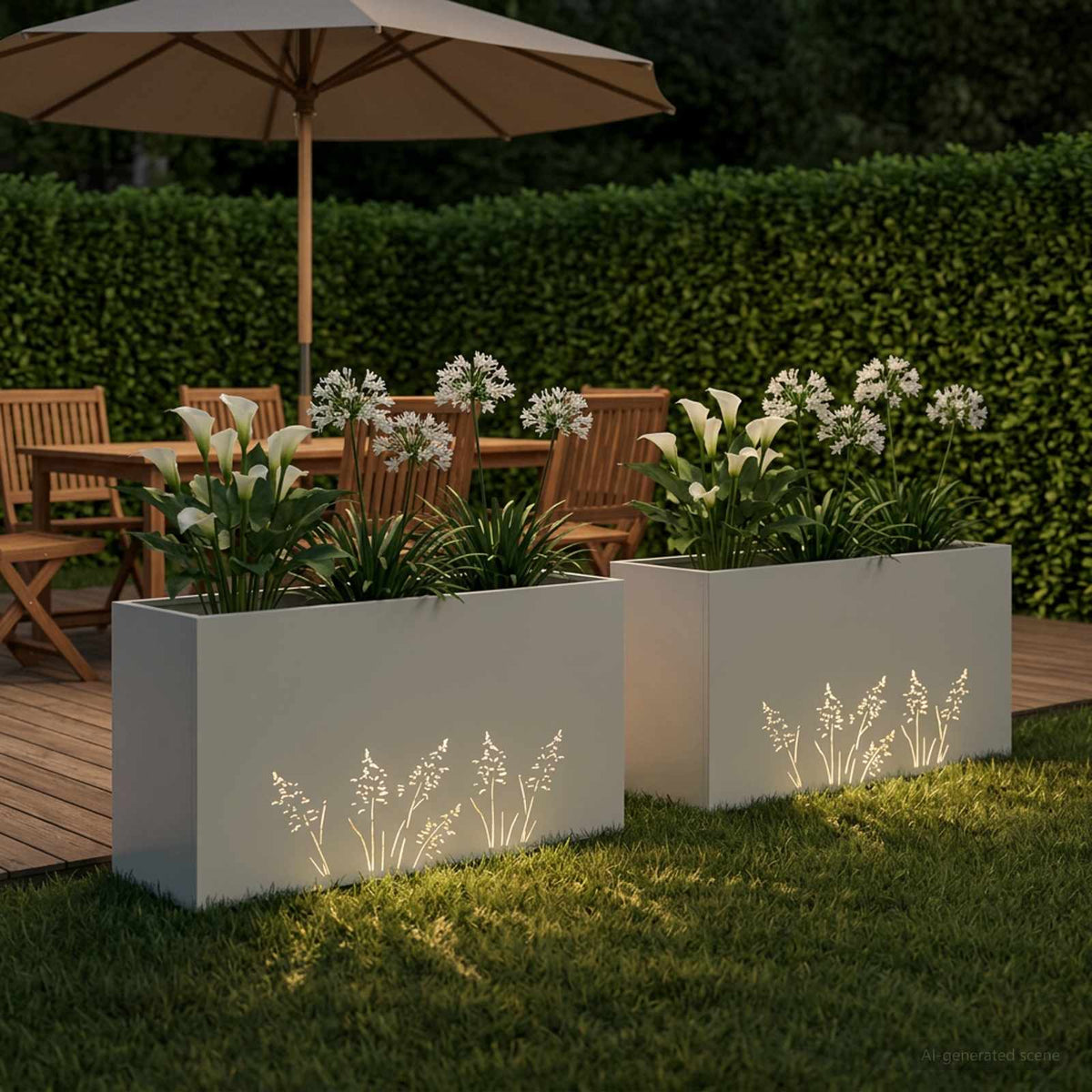 Plantenbak 2 st Wit 100 x 30 x 49 cm Koudgewalst staal