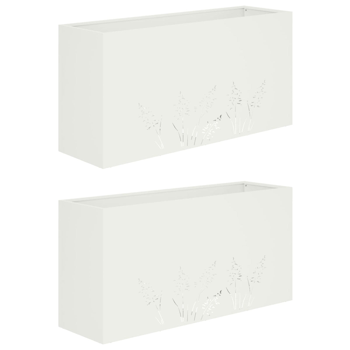 Plantenbak 2 st Wit 100 x 30 x 49 cm Koudgewalst staal