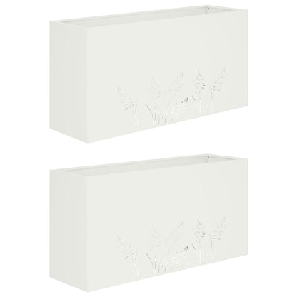 Plantenbak 2 st Wit 100 x 30 x 49 cm Koudgewalst staal