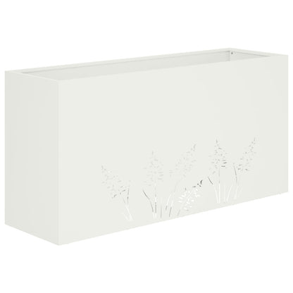 Plantenbak 2 st Wit 100 x 30 x 49 cm Koudgewalst staal