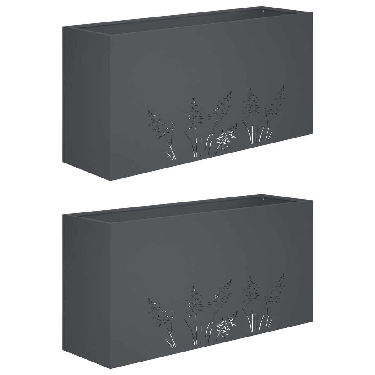 Plantenbak 2 st Antraciet 100 x 30 x 49 cm Koudgewalst staal