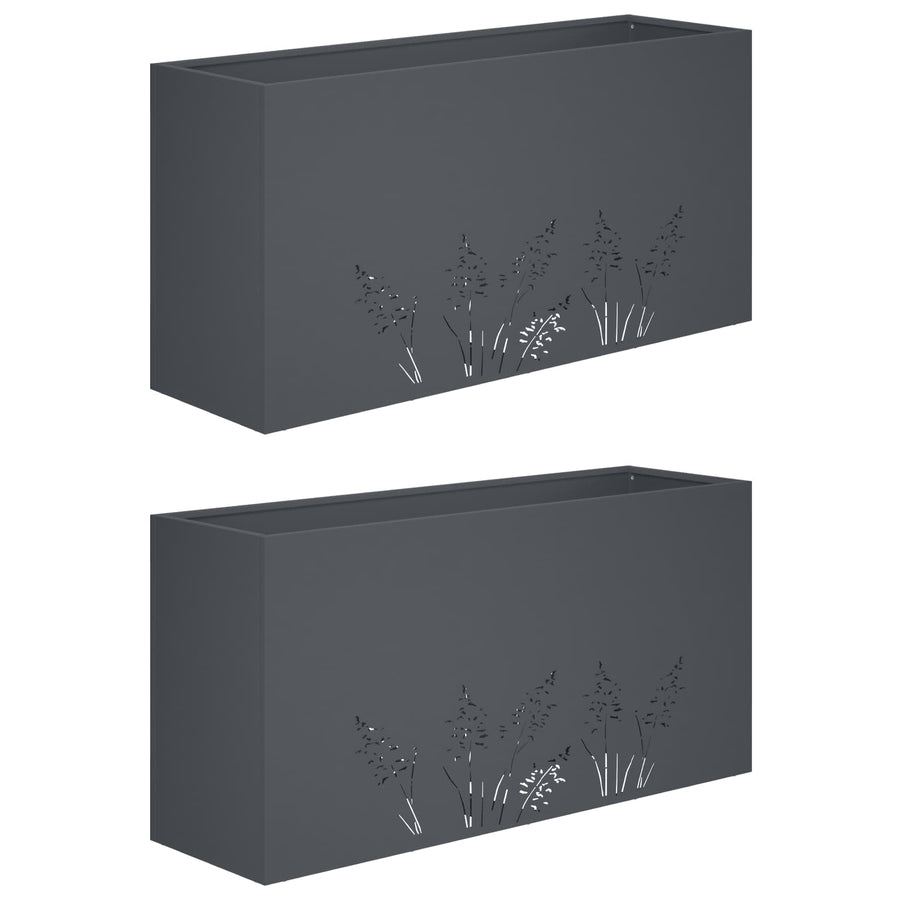 Plantenbak 2 st Antraciet 100 x 30 x 49 cm Koudgewalst staal