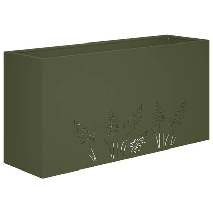 Plantenbak Olijfgroen 100 x 30 x 49 cm Koudgewalst staal