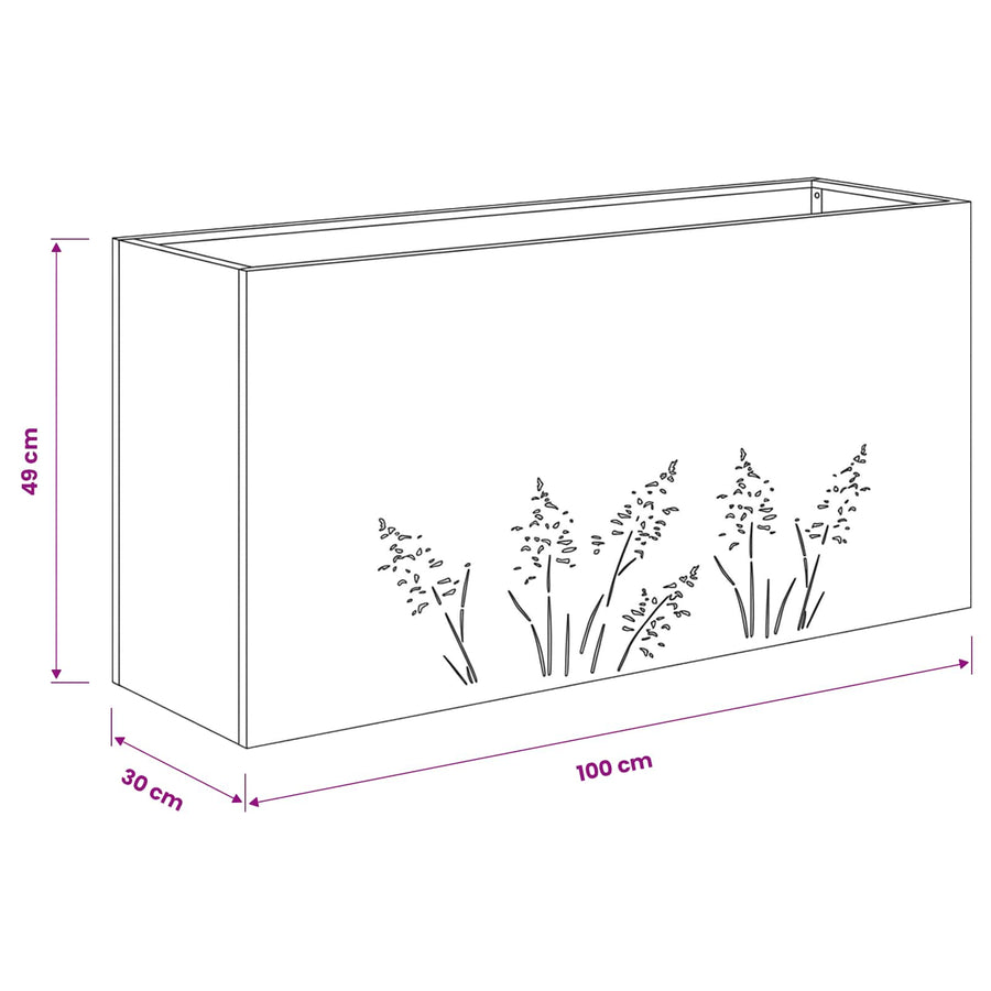 Plantenbak Olijfgroen 100 x 30 x 49 cm Koudgewalst staal